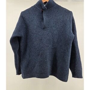VTG Eddie Bauer Lambswool Mens Large Blue Sweater Preppy Academia Old Money 90s
